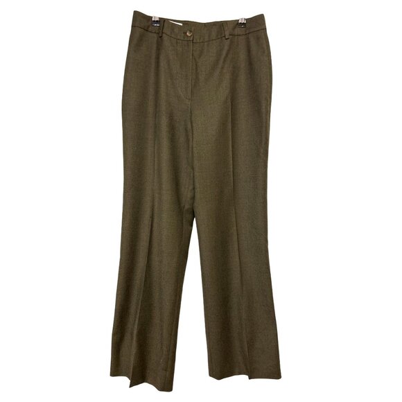 Vintage Bernard Zins Women's Dark Khaki Green Wool & Kashmir Trousers Size 8 - Picture 13 of 14